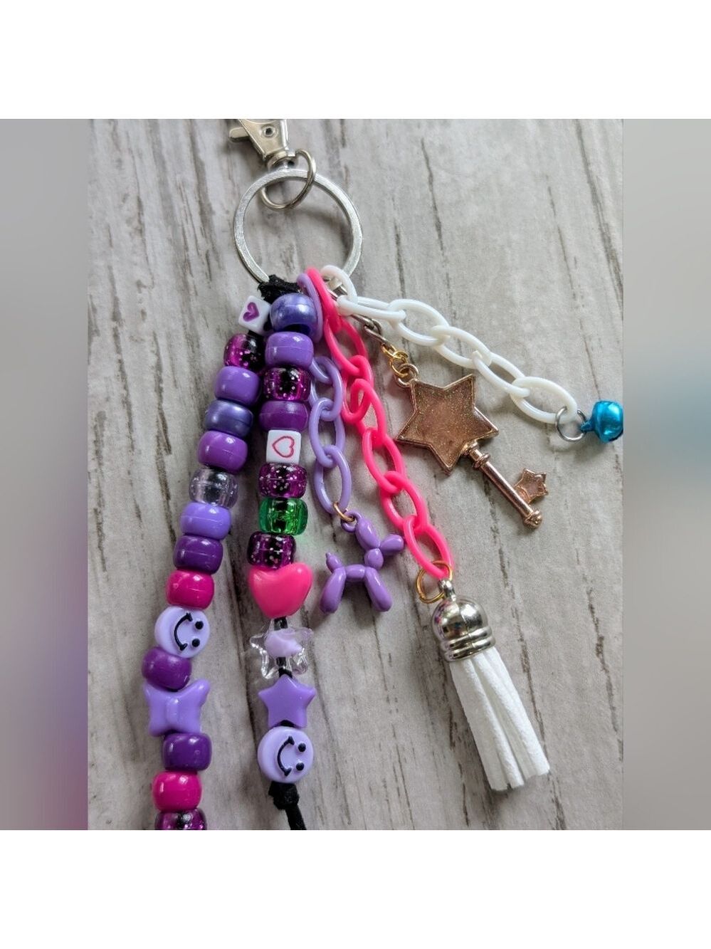Colorful Beaded Keychain/Bag Charm with Fun Charms